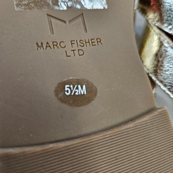 Marc Fisher Roony Gold Lattice Sandals Slides Size 5.5 - Picture 8 of 11